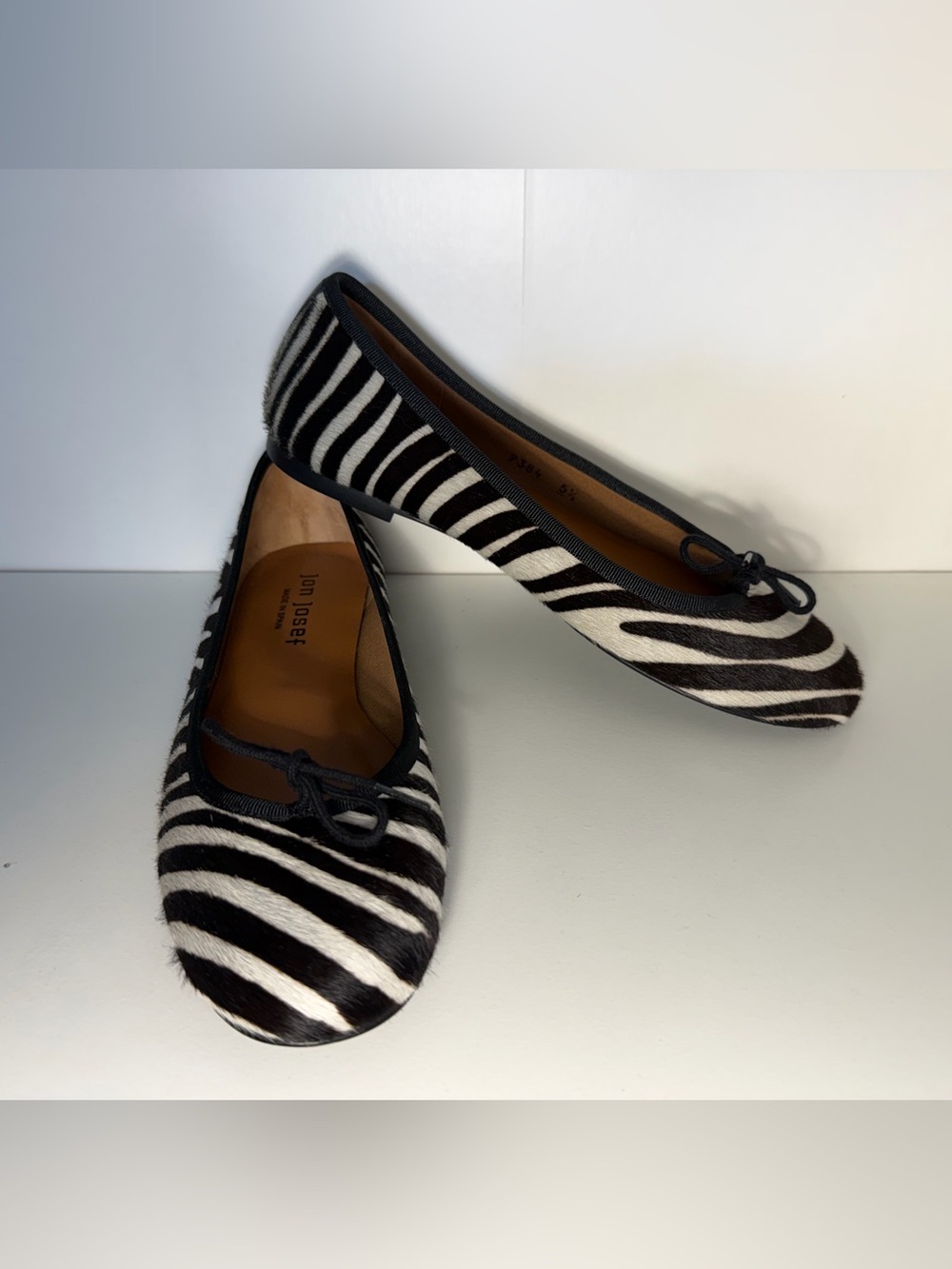 Jon Josef Black & White Zebra Ballet Flats with Bow